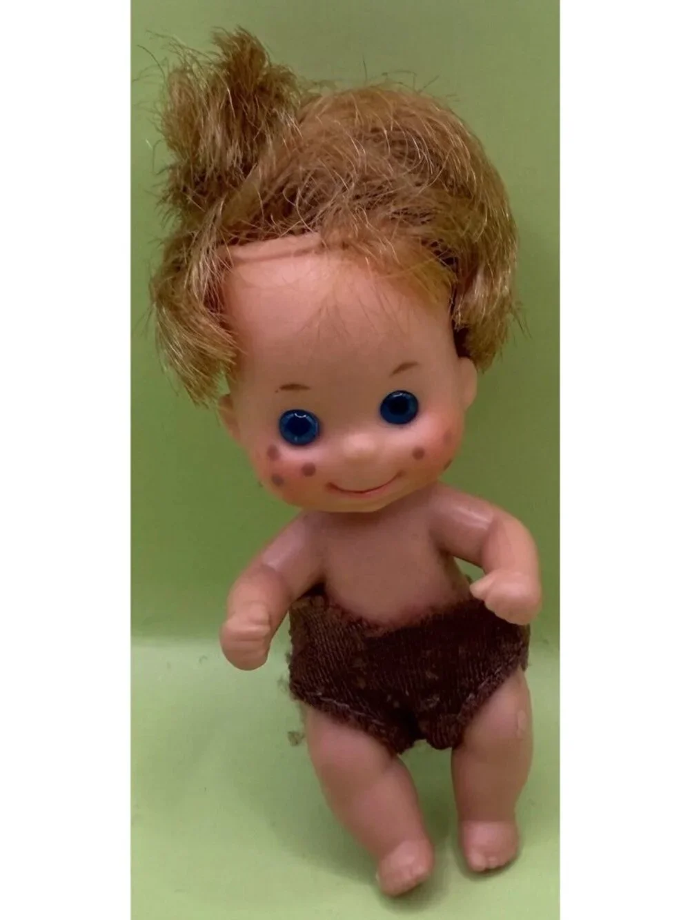 1973 Sunshine Family Baby Sweets Seth Red Brown Haired Boy Doll Brown Diaper
